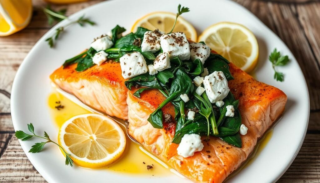 Spinach and Feta Stuffed Salmon