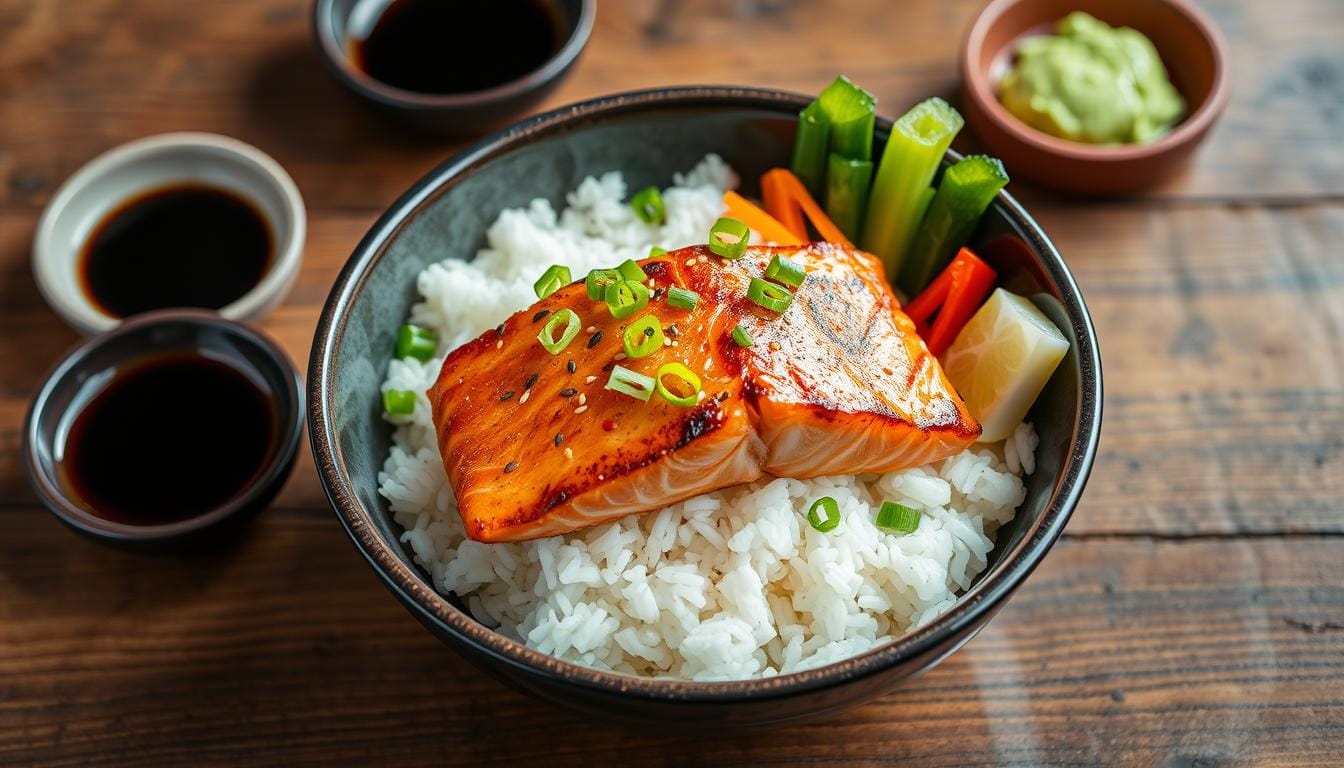 salmon rice bowl