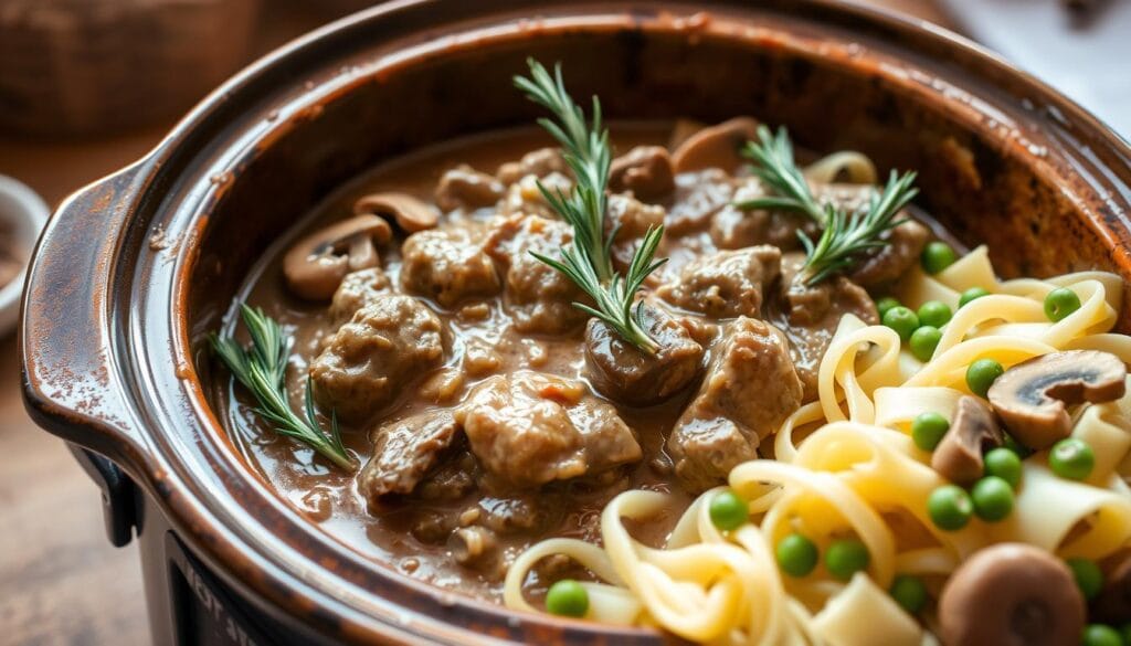 slow cooker beef stroganoff