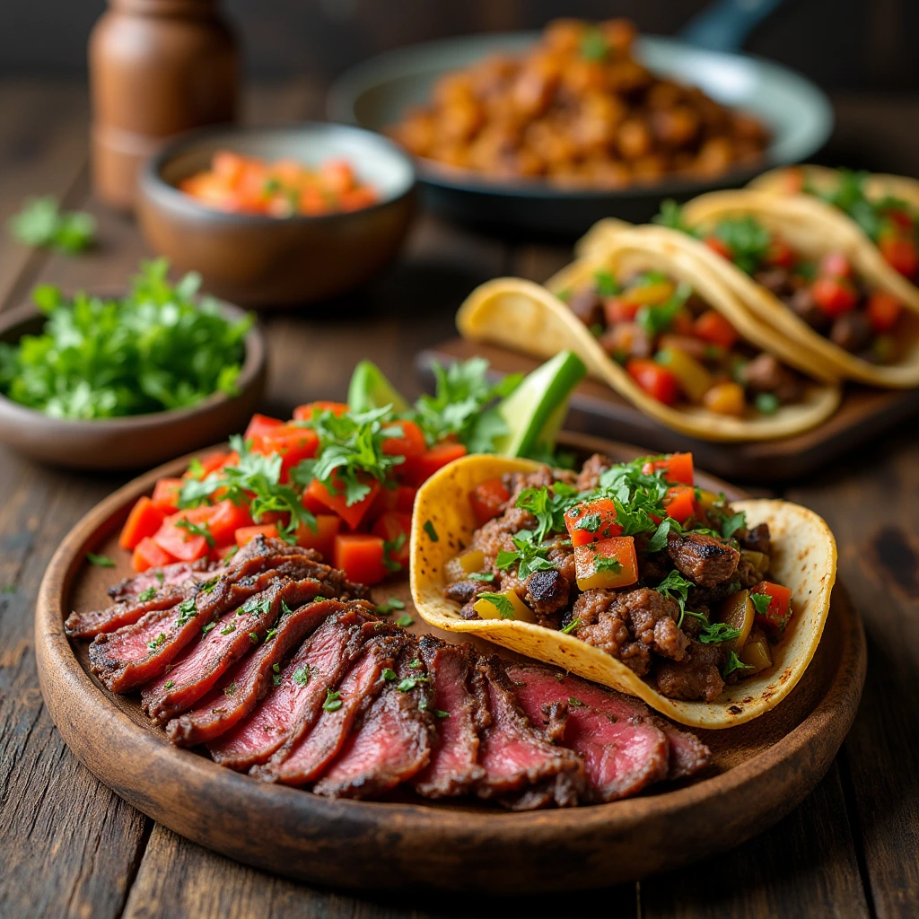 "Thin-sliced beef and colorful vegetables, ready for a delicious stir-fry dish."