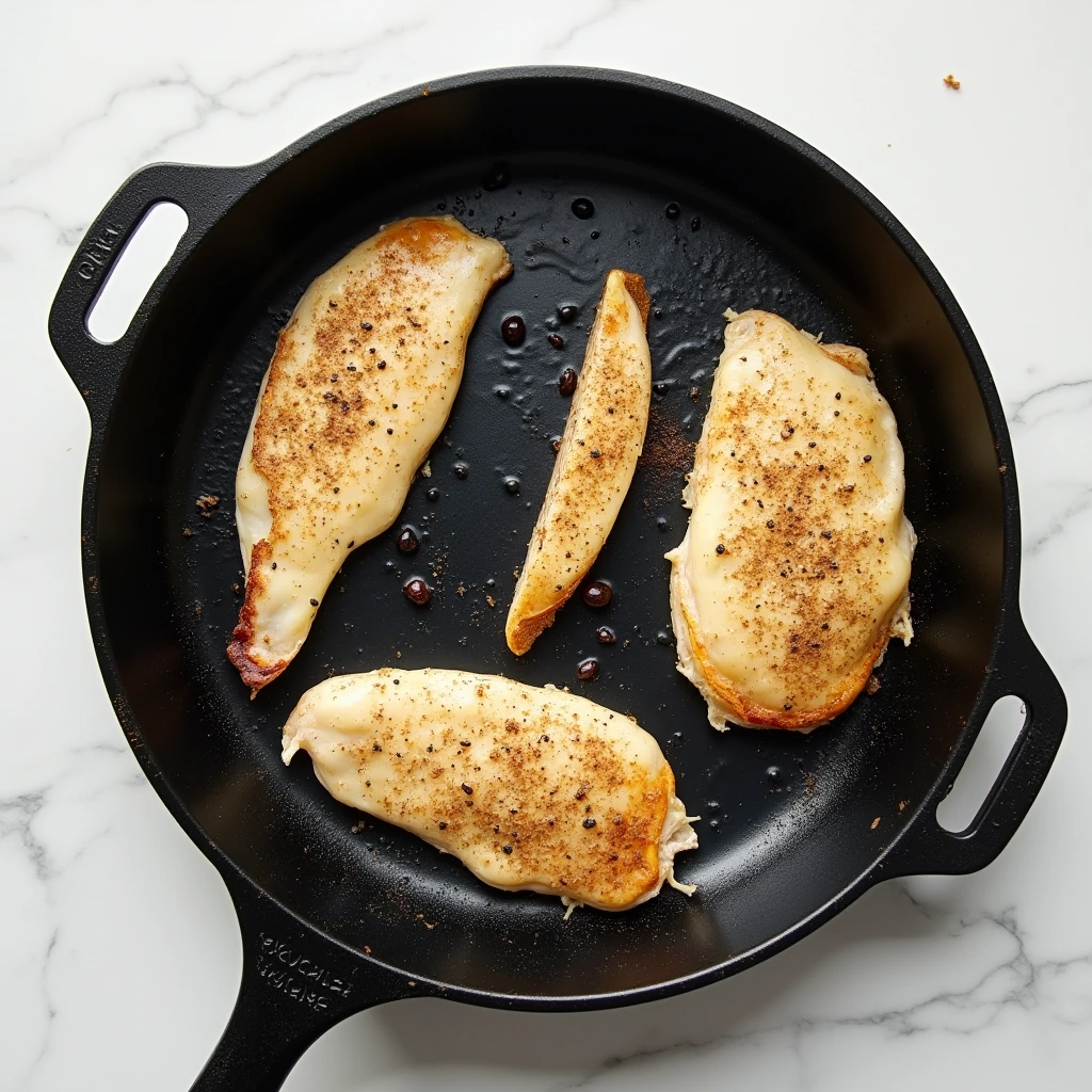 "A close-up view of fresh chicken breasts, garlic, herbs, and butter, all ready to be incorporated into a perfect Company Chicken recipe."