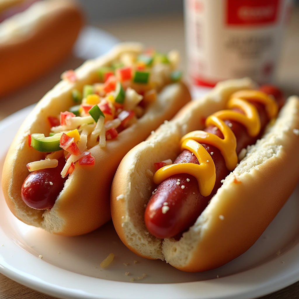 A Costco hot dog placed next to a smaller, less appealing fast-food hot dog for comparison.