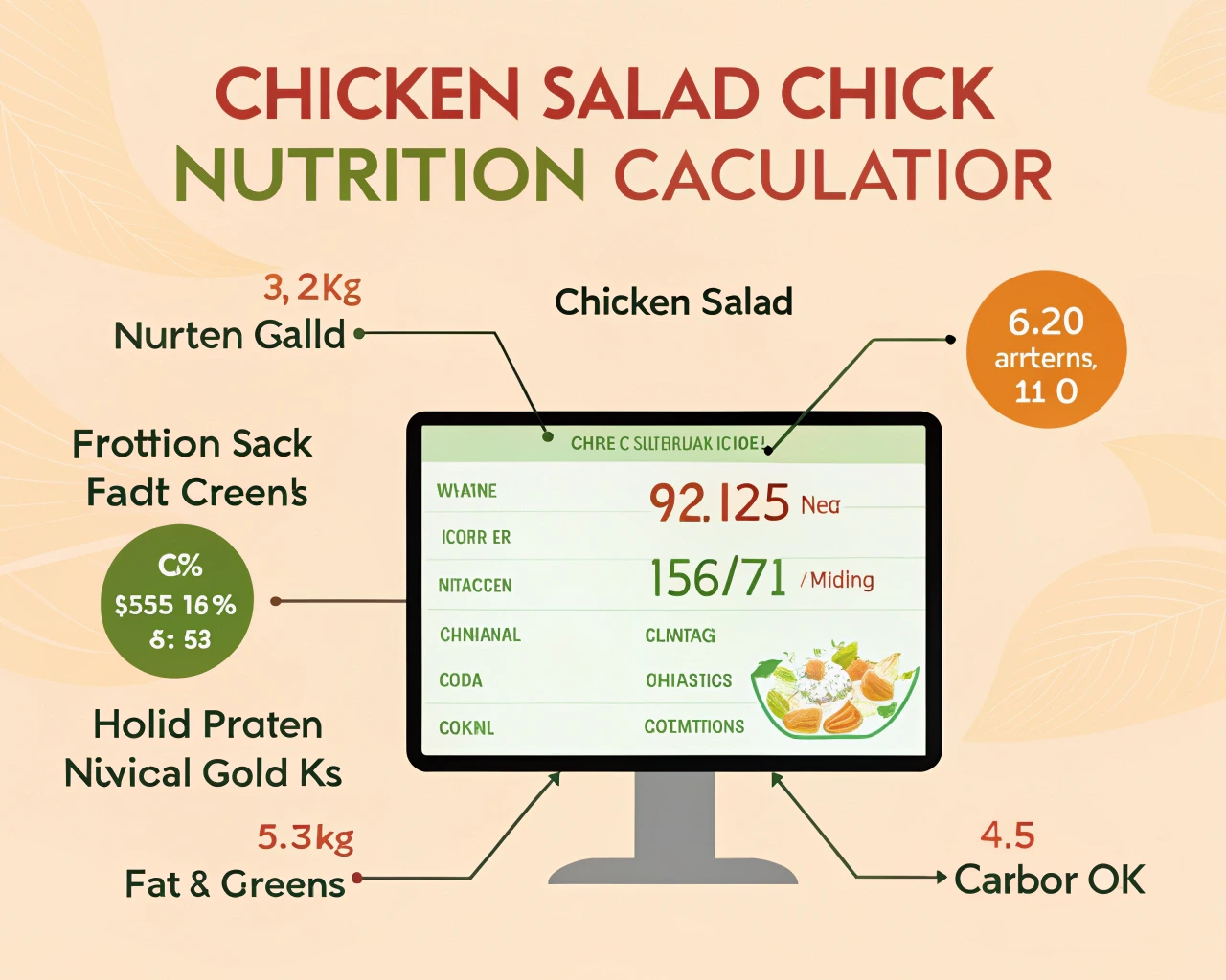 A smartphone screen displaying the Chicken Salad Chick menu with highlighted nutritional values.